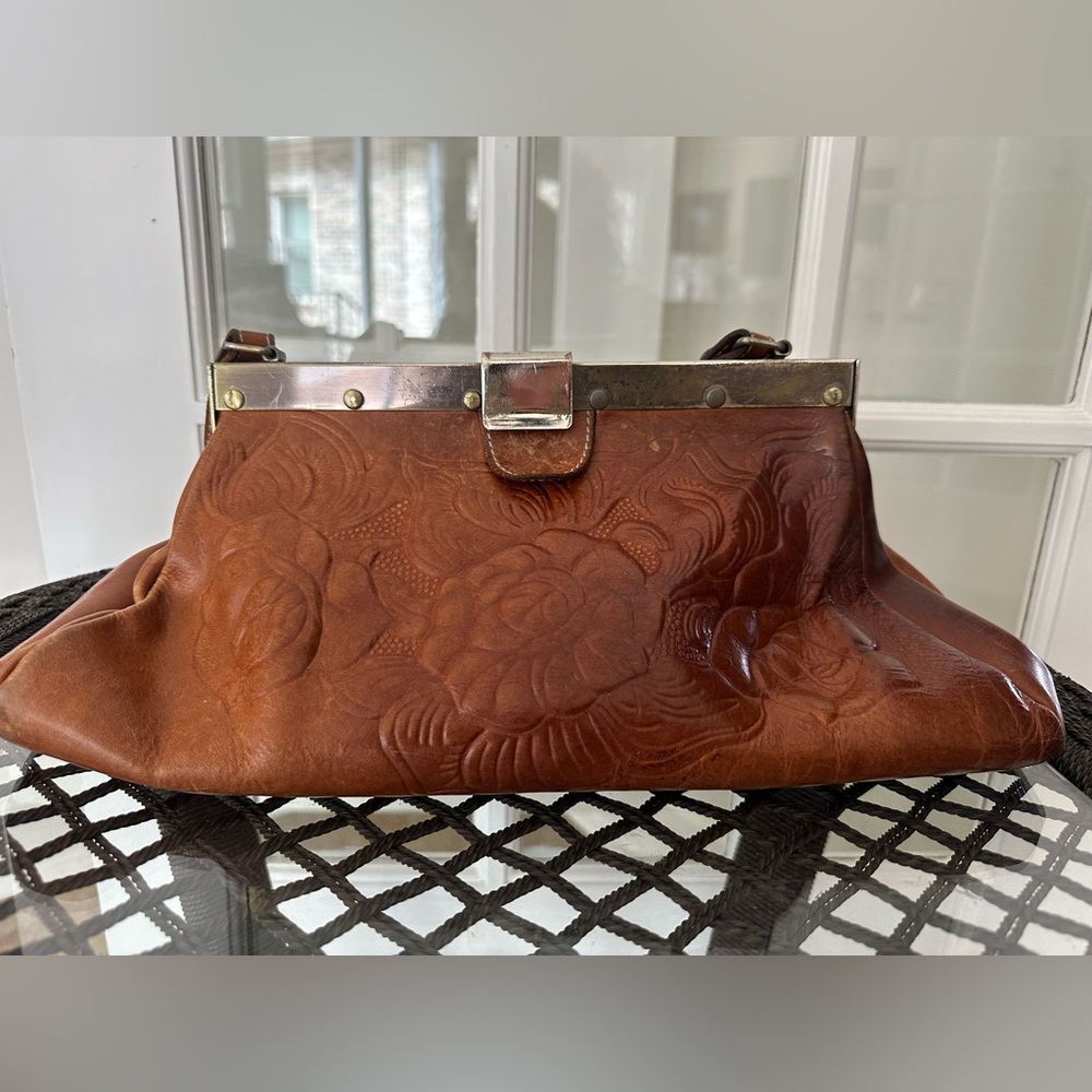 Patricia Nash Ferrara Women’s Embossed Leather Frame Top-Handle Satchel - Brown